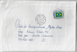 Brazil 1995 Cover Sent From Guarujá To São José Definitive Stamp Brazilian Flag 1st Postage Rate Toponym Crab - Crostacei