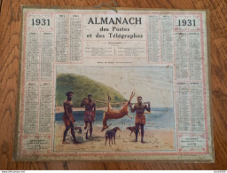 1931 Calendrier Du Département De L'Aube - Retour De Chasse (Nouvelle Calédonie) Chien - Big : 1921-40