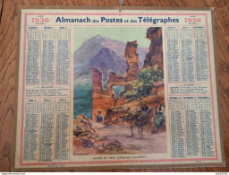 1936 Calendrier Du Département De L'Aube - Ruines Du Vieux Castellar (Alpes Maritimes) Âne - Louis Lessieux Illustrateur - Big : 1921-40