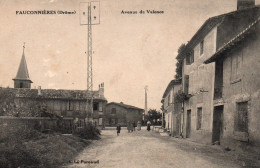 Fauconnières (Drôme) L'Avenue De Valence (ou D'Alixan, Ou Boulevard Du Nord) Cliché Poreaud, Carte De 1917 - Autres & Non Classés