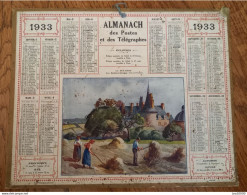 1933 Calendrier Du Département De L'Aube - La Fenaison - Les Rochers Sévigné - M. Renault Illustrateur - Tamaño Grande : 1921-40