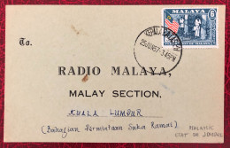 Malaisie, Divers Sur Carte De Kepala Batas 25.6.1957 - (B3068) - Malaysia (1964-...)