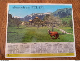 1971 Calendrier Du Département De L'Aube - Corté (Corse) - Pâturage, Cheval, Poulain, Jument - Groot Formaat: 1971-80