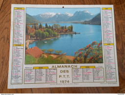 1974 Calendrier Du Département De L'Aube - Lac D'Annecy à Talloires, Montagnes - Jardin De Montluçon - Groot Formaat: 1971-80