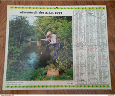 1973 Calendrier Du Département De L'Aube - L'Instant De La Capture, Pêche, Pêcheur, Au Fil De L'Eau, Barque - Formato Grande : 1971-80