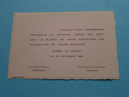 GABY Et LEON ( Vieux-Dieu / Anvers ) Gobbers / De Mey ( Fiançailles ) 27 Oct 1940 ( Zie / Voir SCANS ) ! - Engagement