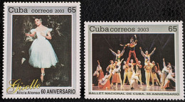 Cuba, 2003, Mi 4566-4567, 55th Anniversary National Ballet, Alicia Alonso As Giselle, 2v, MNH - Danse