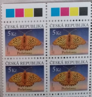 Czech Republik 2023, Schmetterlinge, Vierblock, MNH - Ungebraucht