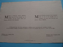 Maria BEECK & Edouard VAN CRAEN ( Huwelijk ) 12 Augustus 1941 ( Zie / Voir SCANS ) Mechelen ! - Mariage