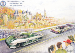 Illustrateur Bernard IROLLA--BRESSUIRE-CERIZAY-Chateau--Voitures WM HEULIEZ--Centenaire Automobile Club Deux Sèvres-2011 - Cerizay