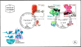 Israel 1975 FDC Environment Butterfly Fish Airplane Ship [ILT1019] - Protection De L'environnement & Climat