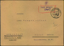 B1"OBERACHERN (BADEN), Franz. Zone Auslandsbrief Mit L2 ""Taxe Percue 50 Rpf.. Stempel Nicht Bei Richter Gelistet." - Bade