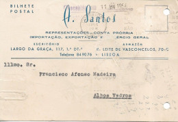 Portugal , 1956 , A. SANTOS REPRESENTAÇÕES , Lisboa , Import Export Commercial Mail - Portugal