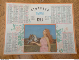 1960 Calendrier Du Département De L'Aube - Mademoiselle De Paris, Colombes Dans La Main - Formato Grande : 1941-60