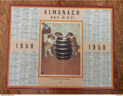 1958 Calendrier Du Département De L'Aube - En Place Pour La Dinette - Chien Lassie, Colley - Groot Formaat: 1941-60