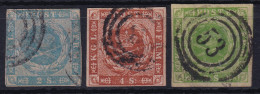 DENMARK 1854-57 - Canceled - Sc# 3-5 - Usati