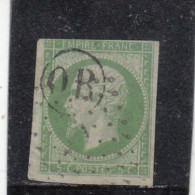 France - Année 1853/60 - N°YT 12  - Oblitéré OR - 5c Vert - 1853-1860 Napoleon III