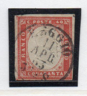 384E - SARDEGNA IV, 40  Cent Rosa Vermiglio N. 16F Usato - Sardegna