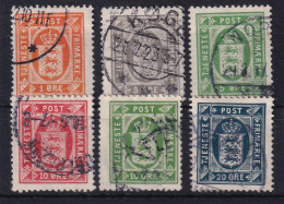 DENMARK 1914 - Canceled - Sc# O16, O17, O19, O21, O22, O24 - Officials - Dienstmarken