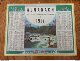 1957 Calendrier Du Département De L'Aube - La Patience Sera T'elle Récompensée? Pêche, Pêcheuse - Formato Grande : 1941-60