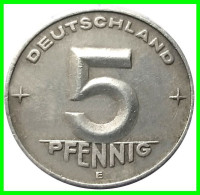 REPUBLICA DEMOCRATICA DE ALEMANIA ( DDR )  MONEDA DE 5 PFENNING AÑO - 1953 - CECA - E -  - MONEDA DE 19 Mm  EMBLEMA AL - 5 Pfennig