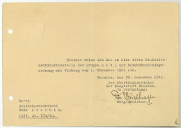 Breslau 1941 Autograph Bürgermeister Wolfgang Spielhagen (1891-1945) 1945 Ermordet Bonn Rheinland - Historical Figures