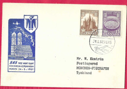 DANMARK - FIRST NIGHT FLIGHT SAS  FROM KOBENHAVN TO MUNCHEN *24.5.57* ON OFFICIAL COVER - Airmail