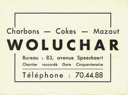 Ancien Buvard. Charbon-Mazout WOLUCHAR, Avenue Speeckaert, Bruxelles. - Hidrocarburos