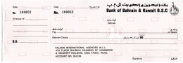 Bahrain - Bank Of Bahrain & Kuwait  Old Big Check With Old Logo Of Bank - Very Rare #2 - Chèques & Chèques De Voyage
