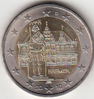 Germany, (18) Moeda De 2 Euros De 2010 J, City Hall And Roland, Uncirculated - Other & Unclassified