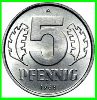 REPUBLICA DEMOCRATICA DE ALEMANIA ( DDR ) 4 MONEDAS DE 5 PFENNING AÑO 1968 - 1972 - 1983 -  1988 - CECA-A - 5 Pfennig