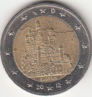 Germany, (21) Moeda De 2 Euros De 2012 A, Neuschwanstein Castle, Circulated - Otros & Sin Clasificación