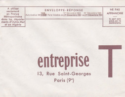 1963--1964--entier Enveloppe-Réponse "Entreprise" --2 N° Autorisations -2 Durées Différentes .....pas Courante - Cards/T Return Covers