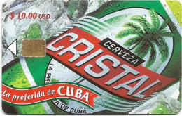 Cuba - Etecsa (Chip) - Beers - Cristal Beer (1st Edition), 01.2002, 10$, 50.000ex, Used - Cuba