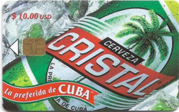 Cuba - Etecsa (Chip) - Beers - Cristal Beer (2nd Edition), 01.2002, 10$, 50.000ex, Used - Kuba