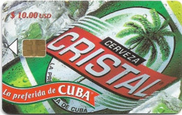 Cuba - Etecsa (Chip) - Beers - Cristal Beer (3rd Edition), 01.2002, 10$, 50.000ex, Used - Cuba