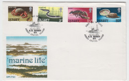 Jersey 1973 Marine Life Set 4 On FDC - Jersey