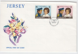 Jersey 1973 Royal Wedding Set 2 On FDC - Jersey