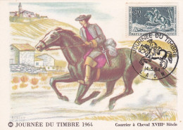 Carte Maximum --1964 - Journée Du Timbre 1964--Courrier  à Cheval... ...cachet  LAON   - 02 - 1960-1969