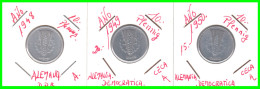 REPUBLICA DEMOCRATICA DE ALEMANIA ( DDR ) 3 MONEDAS DE 10 PFENNING AÑO - 1948 - 1949 - Y - 1950 -   CECA-A - 10 Pfennig