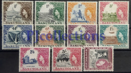 N1334- BASUTOLAND - SWAZILAND 1954 QUEEN ELIZABETH II FULL SET 11 STAMPS VLH/MH - 1933-1964 Colonie Britannique