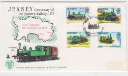 Jersey 1973 Railway Set 4 On FDC - Jersey