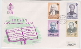 Jersey 1974 Anniversaries Commemorative On 4 FDC - Jersey