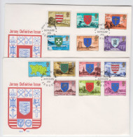 Jersey 1976  New Definitive Set 1/2p - 15p  On Two FDC - Jersey