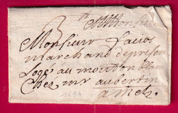 LETTRE DE TRABEN ALLEMAGNE 1694 POUR METZ MOSELLE  LETTRE - ....-1700: Precursori