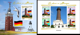 Niger 2022, Lighthouses Of Germany II, 4val In BF +BF IMPERFORATED - Niger (1960-...)