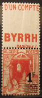 Timbre à Bande Publicitaire. Algérie 1F/90c. N° 158A.compte Courant Postal. Carnet Pub Publicité *. Pli Vertical - Altri & Non Classificati