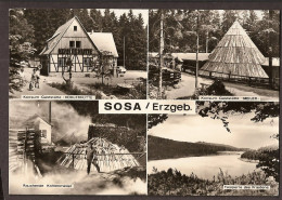 Sosa / Erzgebirge - Gaststätte 'Köhlerhütte In Konsum. Gaststätte 'Meiler' - Rauchende Kohlenmeiler - Sosa