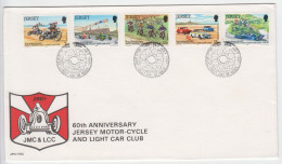 Jersey 1980 Set 5, Motorcycle & Car Club On FDC - Jersey