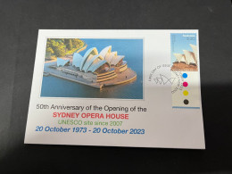 20-10-2023 (4 U 43) Sydney Opera House Celebrate 50th Anniversary (10-10-2023) FDI Cover (from The Air) - Lettres & Documents